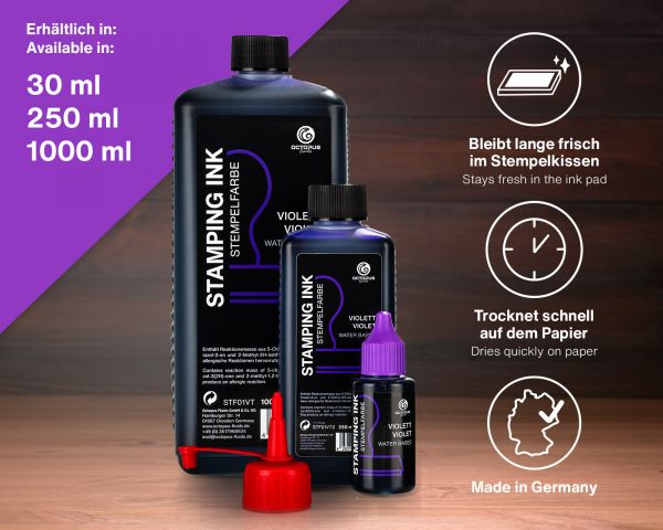 Stempelfarbe für Stempelkissen und Selbstfärber ohne Öl, violett