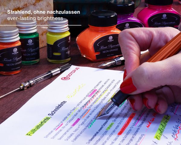 Textmarkertinte für Füller zum Schreiben, Markieren und Zeichnen, Neon Violett, 10 ml