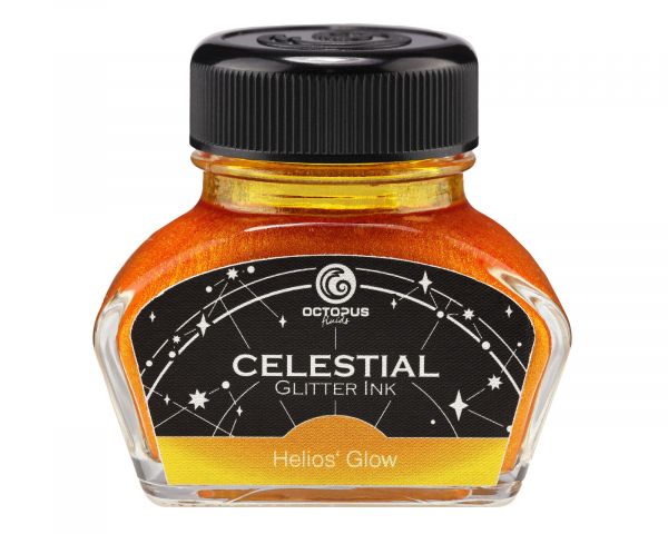 Celestial Glitter, Helios’ Glow, Shimmer Fountain Pen Ink, Yellow with gold shimmer, 30 ml
