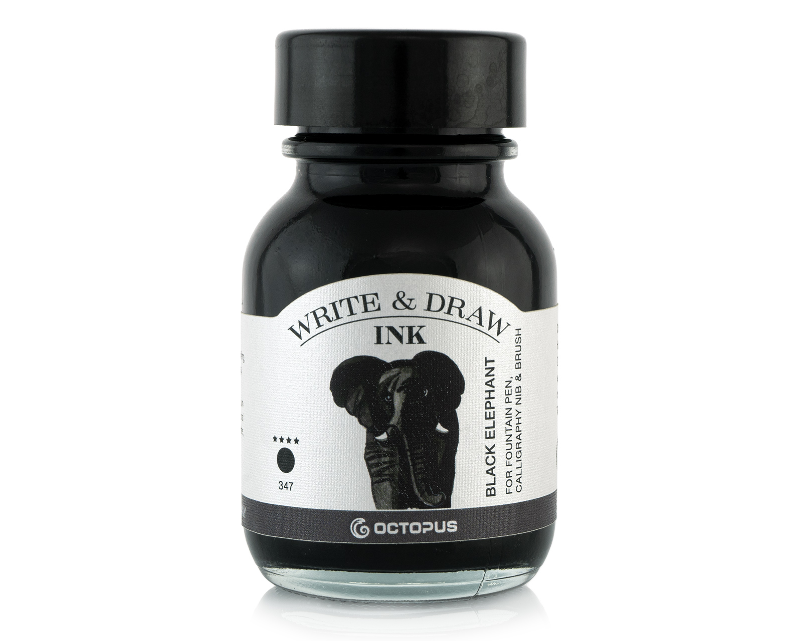 Write and Draw Ink 347 Black Elephant, waterproof drawing ink for fountain pens, 50ml