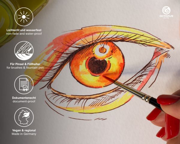 Highlighter ink including converter for fountain pens, fluorescent neon red