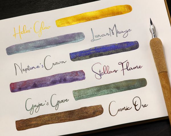 Celestial Glitter, Neptune’s Crown, Glitzertinte für Füllhalter, Blau mit Goldschimmer