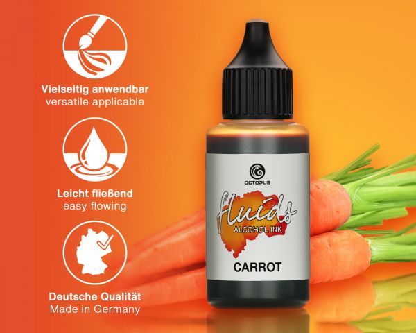 100 ml Octopus Fluids Alcohol Ink CARROT, Inchiostro ad alcohol per Fluid Art, argilla polimerica e Resin Art, arancione