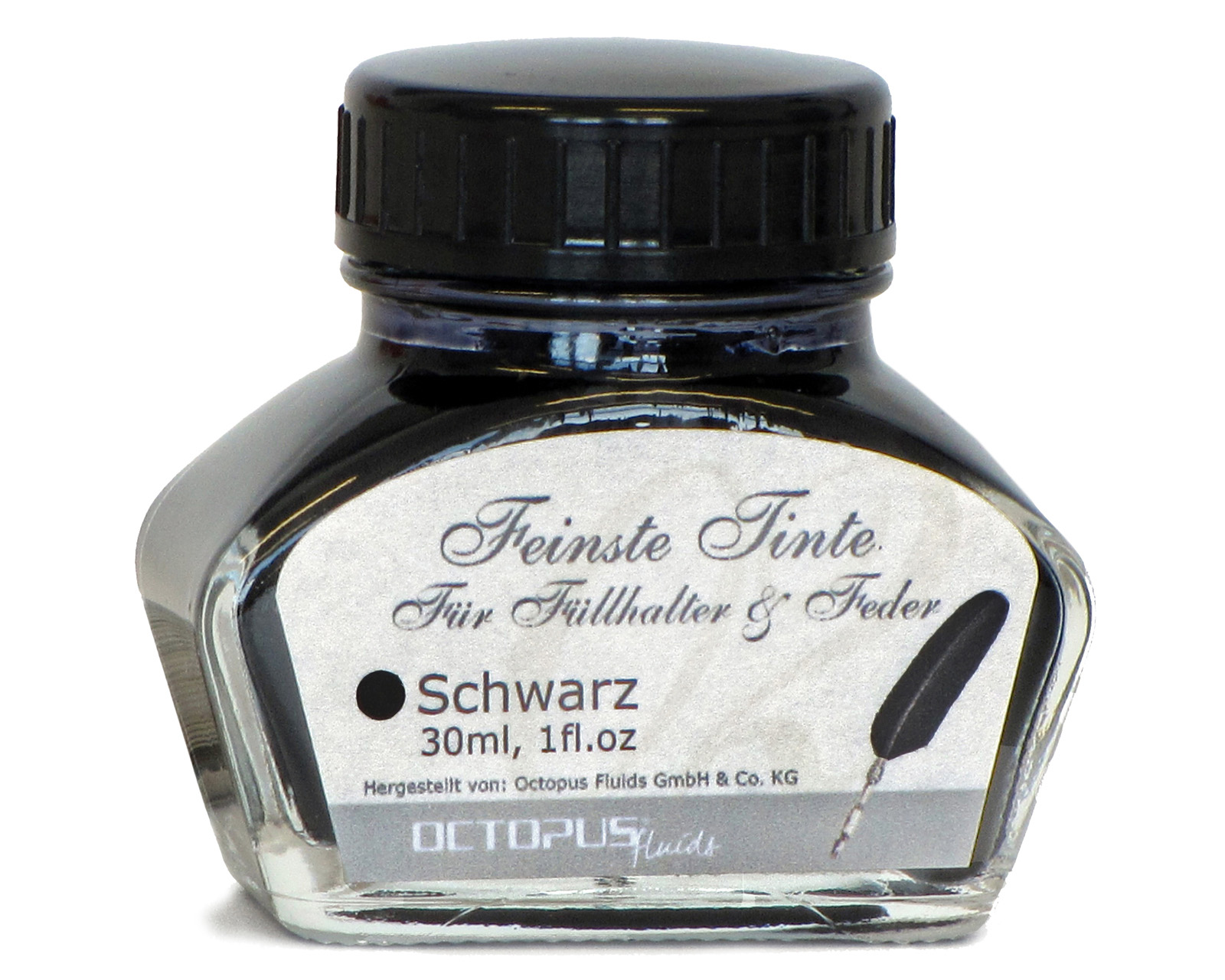 Fine writing ink for fountain pens and quills, black Fine writing ink for fountain pens and quills, black