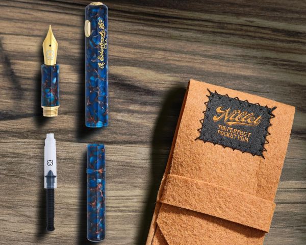 Esterbrook Niblet Nouveau Blue Gold Penna Stilografica con 30 ml di Inchiostro Converter