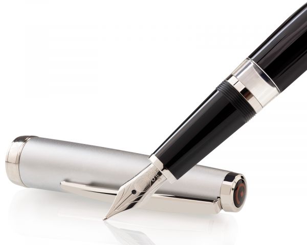 Cleo Skribent Classic Metall Kolben-Füllfederhalter, schwarz, M-Feder