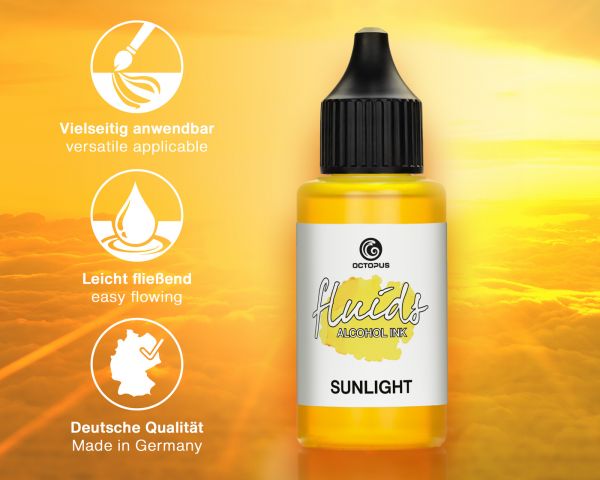 100 ml Octopus Fluids Alcohol Ink SUNLIGHT for fluid art and resin, yellow