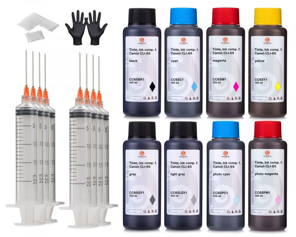 Druckertinten Set kompatibel für CLI-65 Canon Pixma Pro 200 4x 500 ml