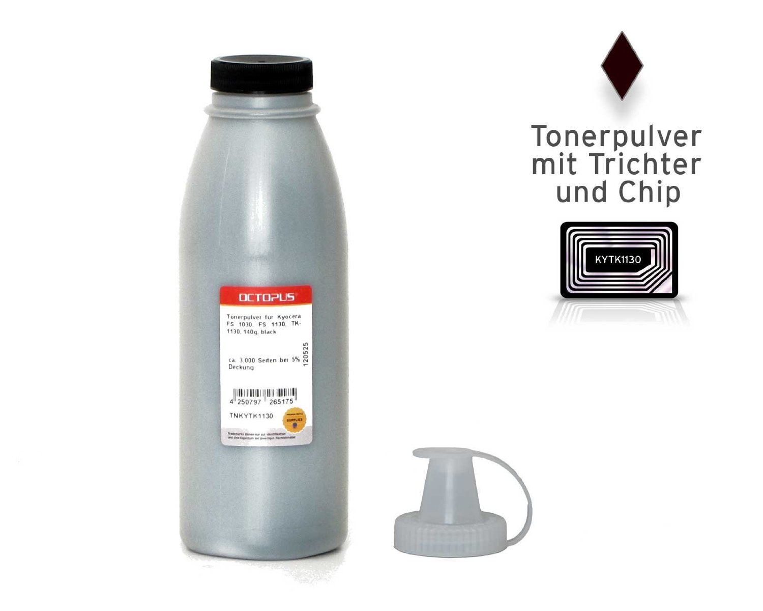 Kit per Kyocera TK-1130, FS-1030, FS-1130 con toner, chip e imbuto Kit per Kyocera TK-1130, FS-1030, FS-1130 con toner, chip e imbuto