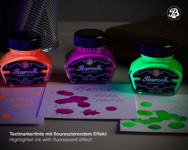Barock Neon Füllhaltertinte zum Schreiben, Markieren und Zeichnen, 30 ml