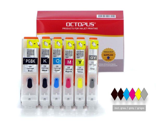 Fill In Patronen Canon PGI-550, CLI-551 incl. grau mit Chips