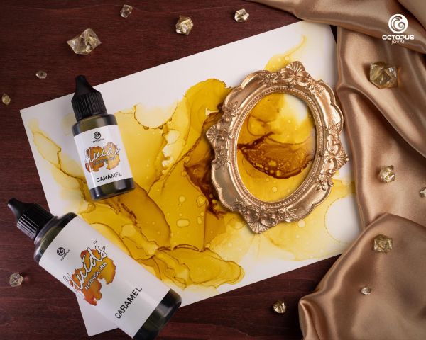 Octopus Fluids Alcohol Ink CARAMEL for fluid art and resin, brown