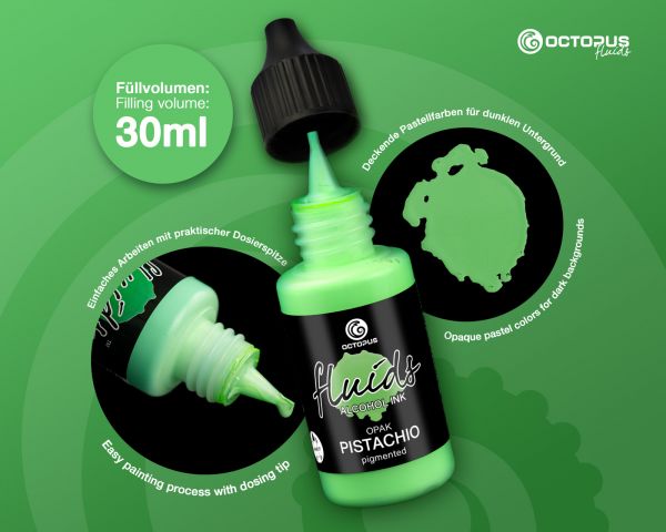 Octopus Fluids Alcohol Ink OPAK PISTACHIO Alkoholtinte für Fluid Art und Resin, grün