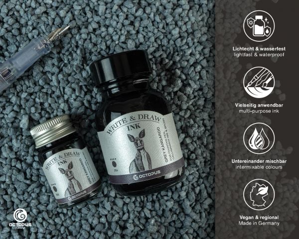 Write and Draw Ink 289 Grey Kangaroo, inchiostro stilografica e disegno