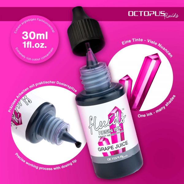 Octopus Fluids Resin Ink GRAPE JUICE, Alcohol Ink for Epoxy Resin and UV Resin, violet