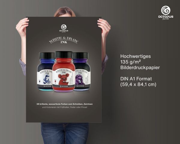Poster A1 "Octopus Fluids Write and Draw Ink" auf 135g/m² Bilderdruckpapier