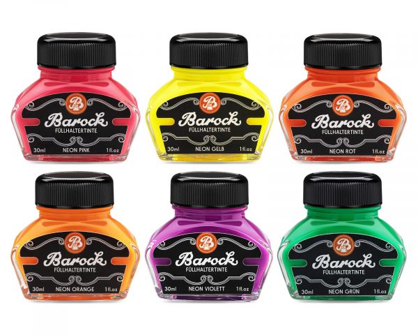 BAROCK Highlighter ink for fountain pens, fluorescent neon, 30 ml