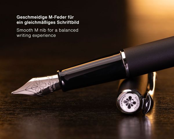 Fountain pen Diplomat Traveller black matt with fountain pen ink and converter, stainless steel nib M