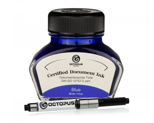Document-proof ink blue with converter, DIN ISO 12757-2 certified, 30ml