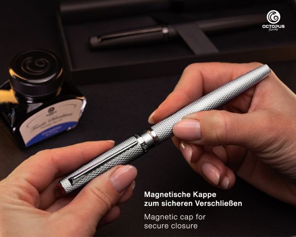 Füllhalter Diplomat Viper silber guillochiert F/M