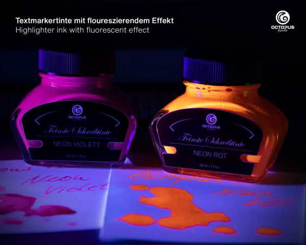 Highlighter ink for fountain pens, fluorescent neon red, 30 ml