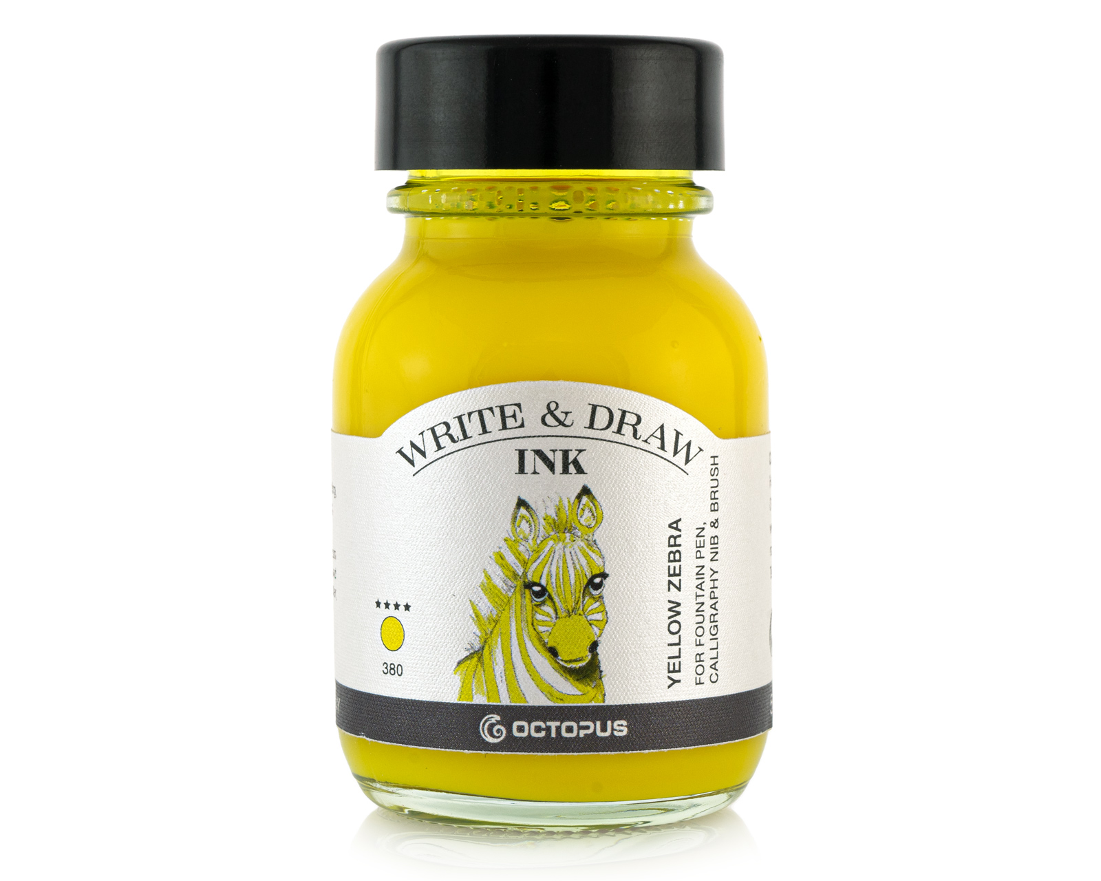 Write and Draw Ink 380 Yellow Zebra, waterproof drawing ink for fountain pens, 50ml