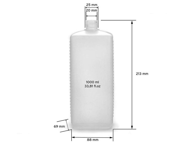 Plastic bottle 1000ml, empty, 10 pcs. with screw caps