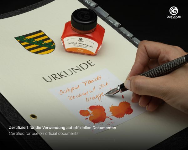 Document-proof Ink Orange, with converter, DIN ISO 12757-2 certified, 30ml