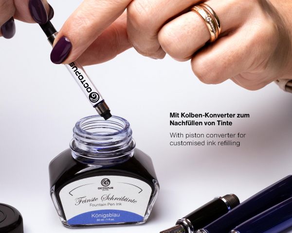 Penna stilografica Diplomat Traveller Snowwhite con inchiostro da scrittura e convertitore, M-nib in acciaio inox