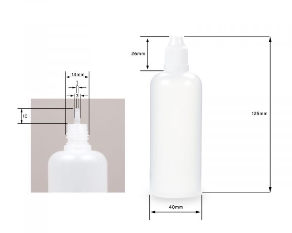 5 x 100 ml LDPE dropper bottles with white caps + mini funnel