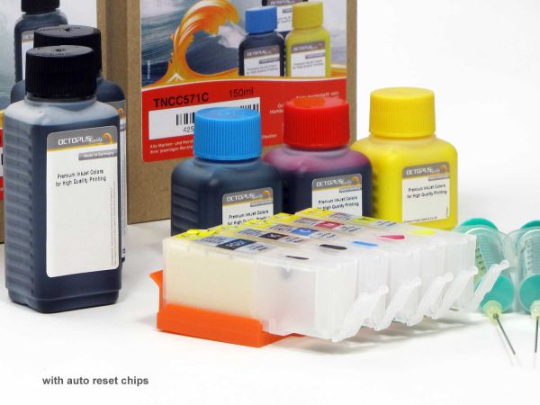 Refillable cartridges Canon PGI-570, CLI-571 with autoreset chips, refill kits