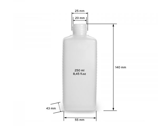Plastic bottle 250 ml, empty, for refill-sets (10 pcs.)