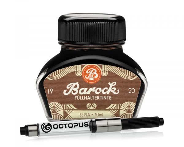 Barock 1920 Schreibtinte mit Konverter, Füllertinte im 30 ml Tintenglas