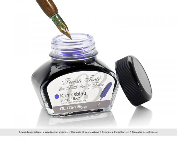 1x Ink glass, inkpots, jewellery glass with black screw cap, volume 30ml, Ø thread 30mm