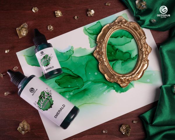 Octopus Fluids Alcohol Ink EMERALD, Alkoholtinte für Fluid Art und Resin, grün