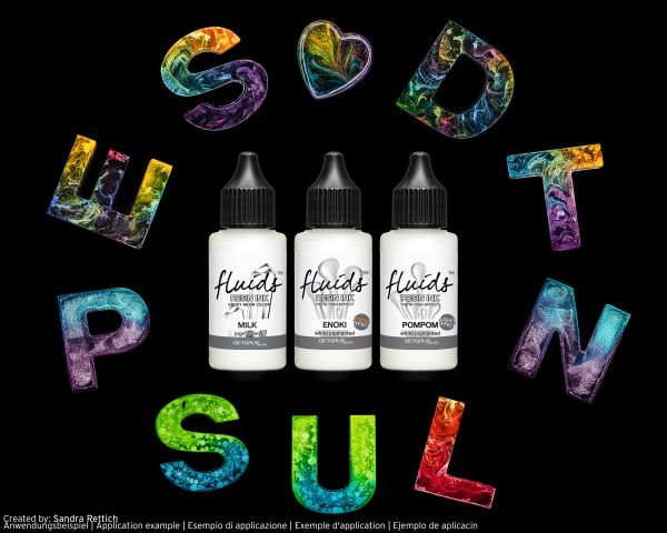 3 x 30 ml Octopus Fluids Resin Ink Set Weiß, Alcohol Ink für Resin Art