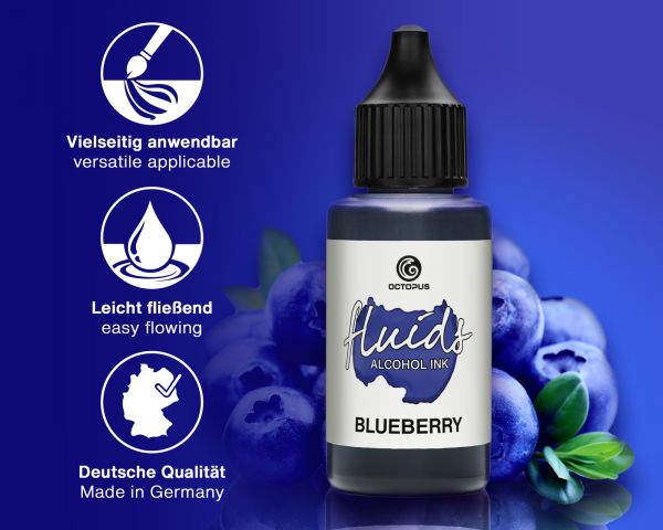 Octopus Fluids Alcohol Ink Blueberry for fluid art and resin, violett