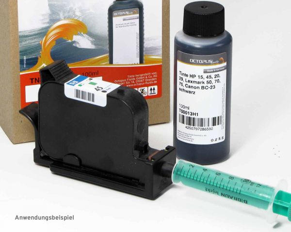 100ml Tinten Nachfüllset für HP 14, HP 15, HP 45 schwarz mit Refilladapter