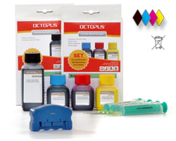 Chip resetter kit for Brother LC-123, 125, 127 incl. 2 ink refill kits