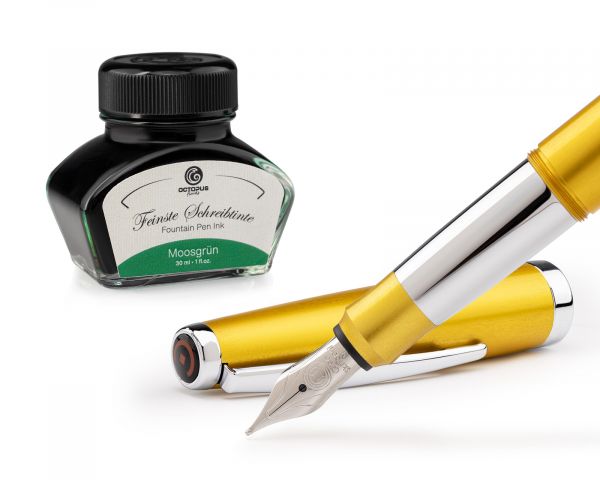 Set di stilografiche Cleo Skribent Classic Oro - stilografica a cartuccia, pennino M e 30 ml di inchiostro