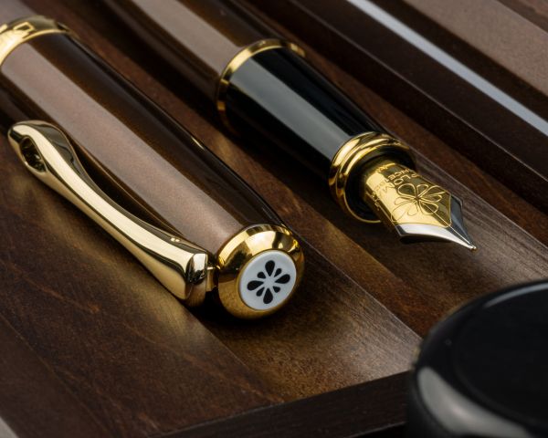 Füllhalter-Set Diplomat Excellence A2 Marrakesh vergoldet mit Schreibtinte und Stiftetui aus Wenge-H