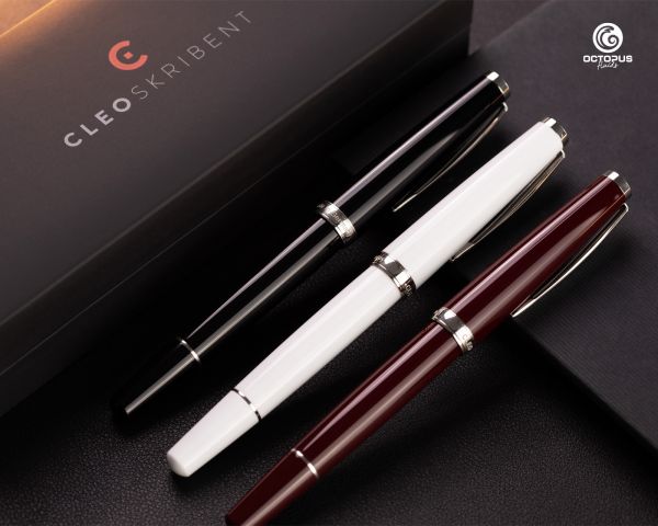 Cleo Skribent Classic Palladio Penna stilografica a cartuccia, bianco, pennino M