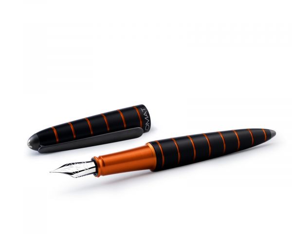 Stilografica Diplomat Elox Ring nero/arancio, pennino in acciaio inox misura M