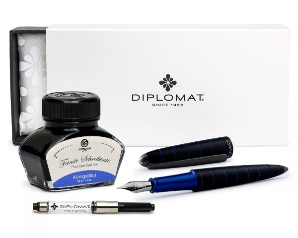 Penna stilografica Diplomat Elox Ring Blu con inchiostro per stilografica in blu reale