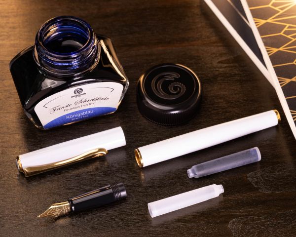 Diplomat Traveller Penna stilografica Snowwhite Oro, M-nib in acciaio inox