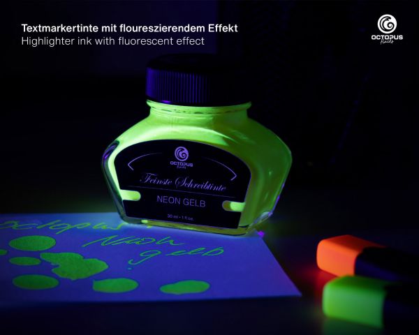 Highlighter ink for fountain pens, fluorescent neon yellow, 30 ml