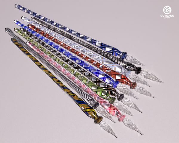 Set di Scrittura con Penna in Vetro Fatto a Mano e 6 Inchiostri Write & Draw Impermeabili