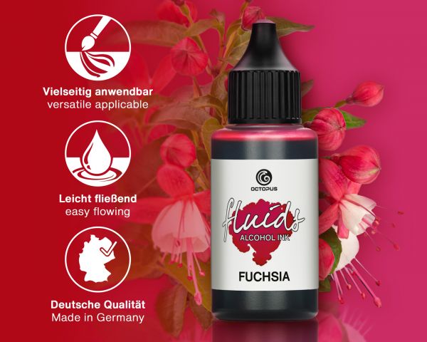 100 ml Octopus Fluids Fluids Alcohol Ink FUCHSIA, Inchiostro ad alcohol per Fluid Art e Resin Art, rosa