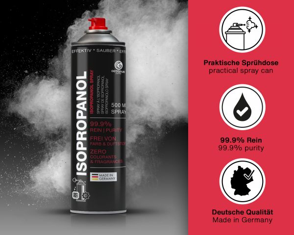 OCTOPUS 99,9% Isopropanol Spray für präzise und schonende Reinigung, 500 ml Reiniger und Fettlöser