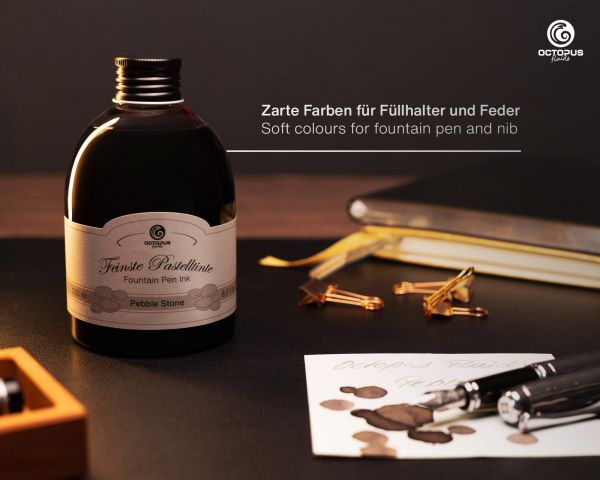 Fountain pen ink pastel "Pebble Stone" including converter, Writing ink for fountain pen, 250ml